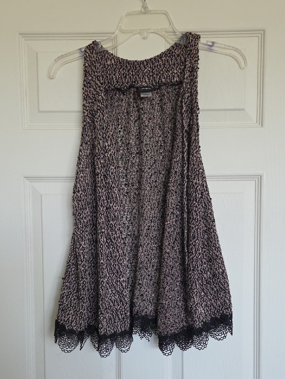 Daytrip Black and Cream Marled Open Knit Vest
